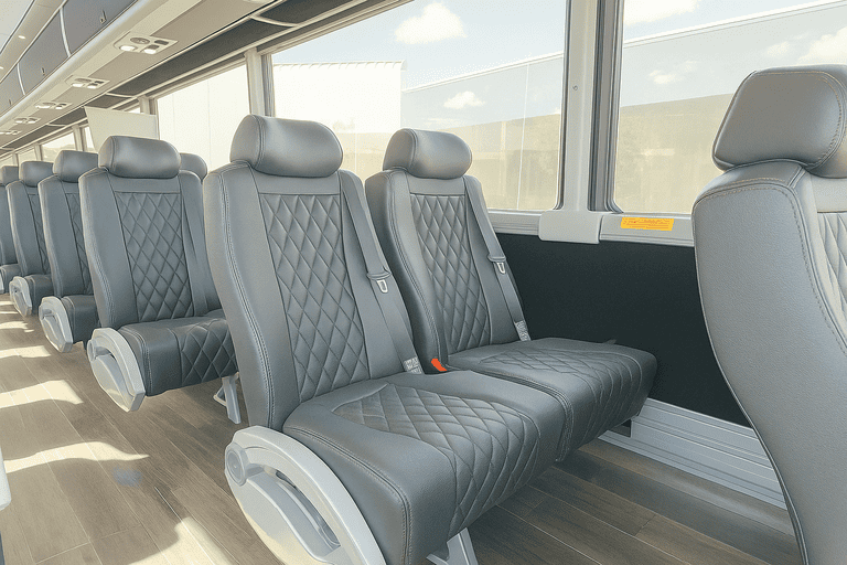 interior of Perris Coach Bus Service charter bus