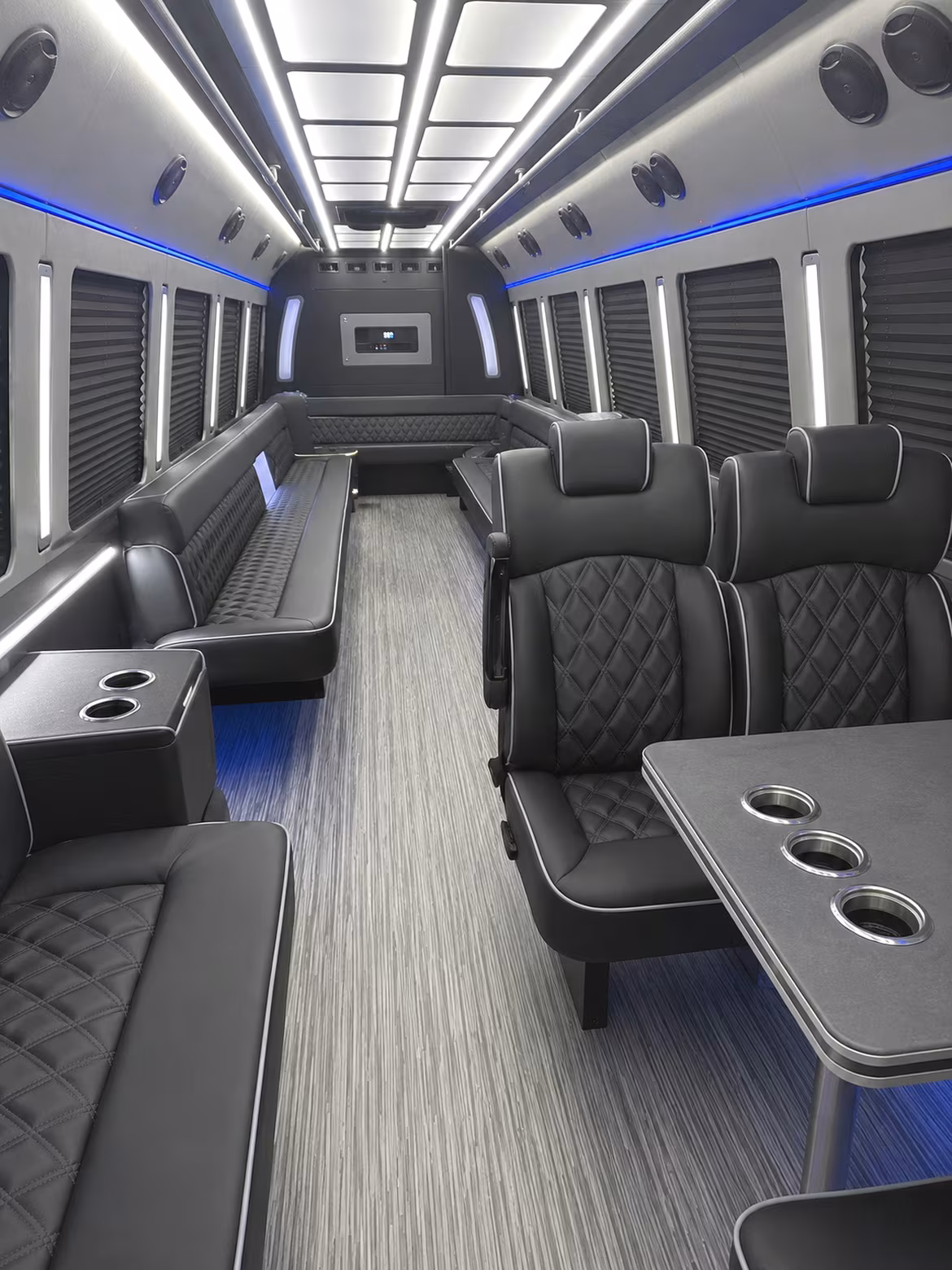 perris 25 passenger party bus inside