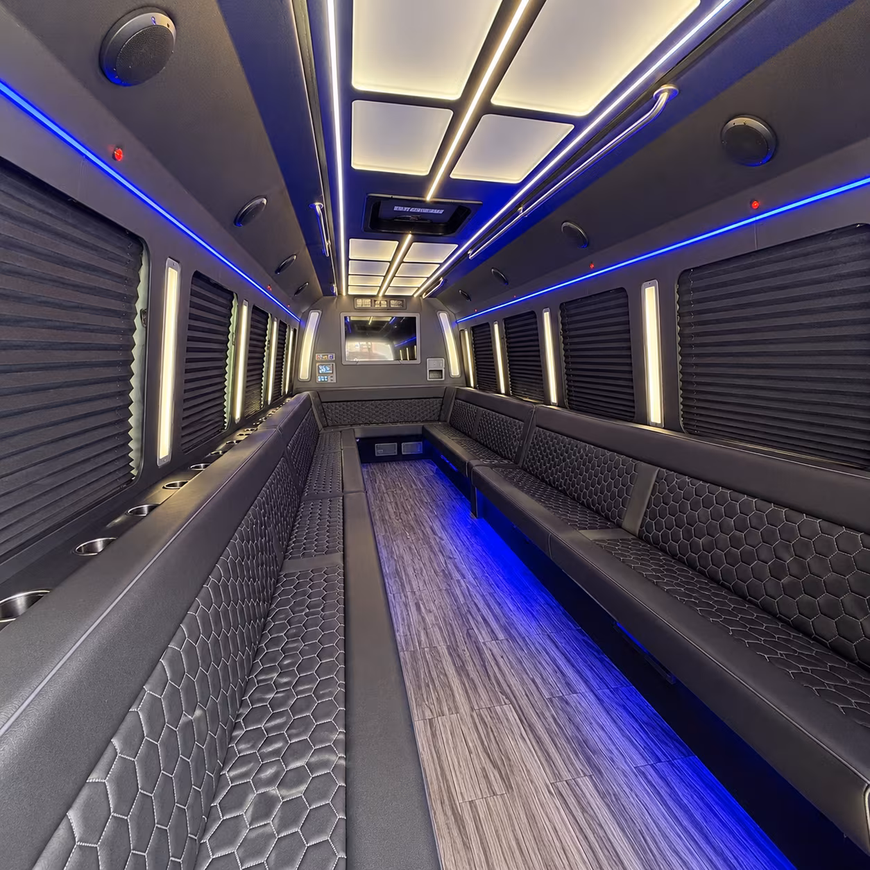 perris 30 passenger party bus interior