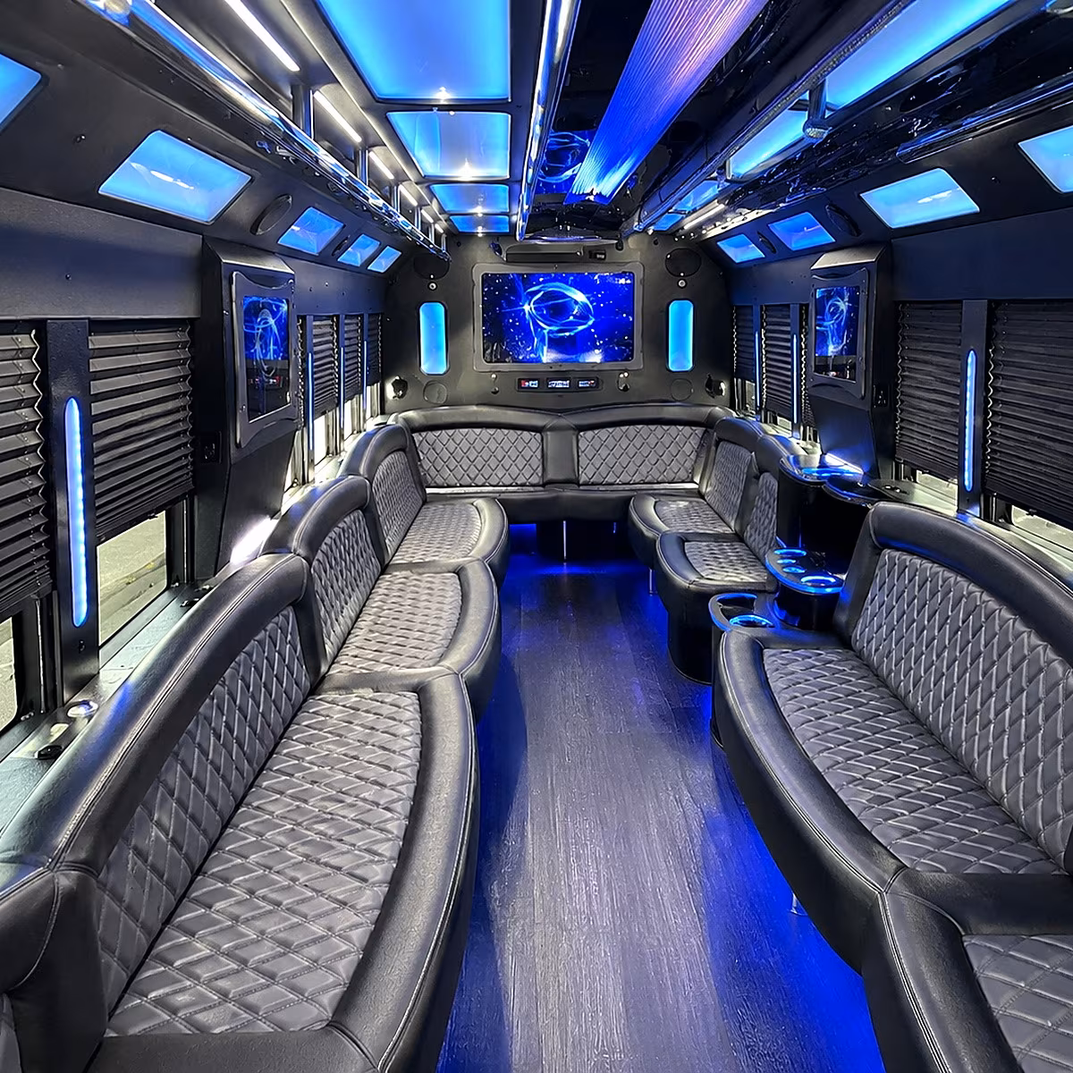 perris 50 passenger party bus interior